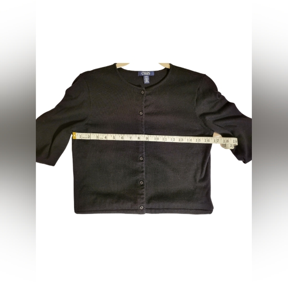 Chaps Black Button front Crew neck ¾ sleeve Cardigan. Misses Size M - Picture 5 of 6